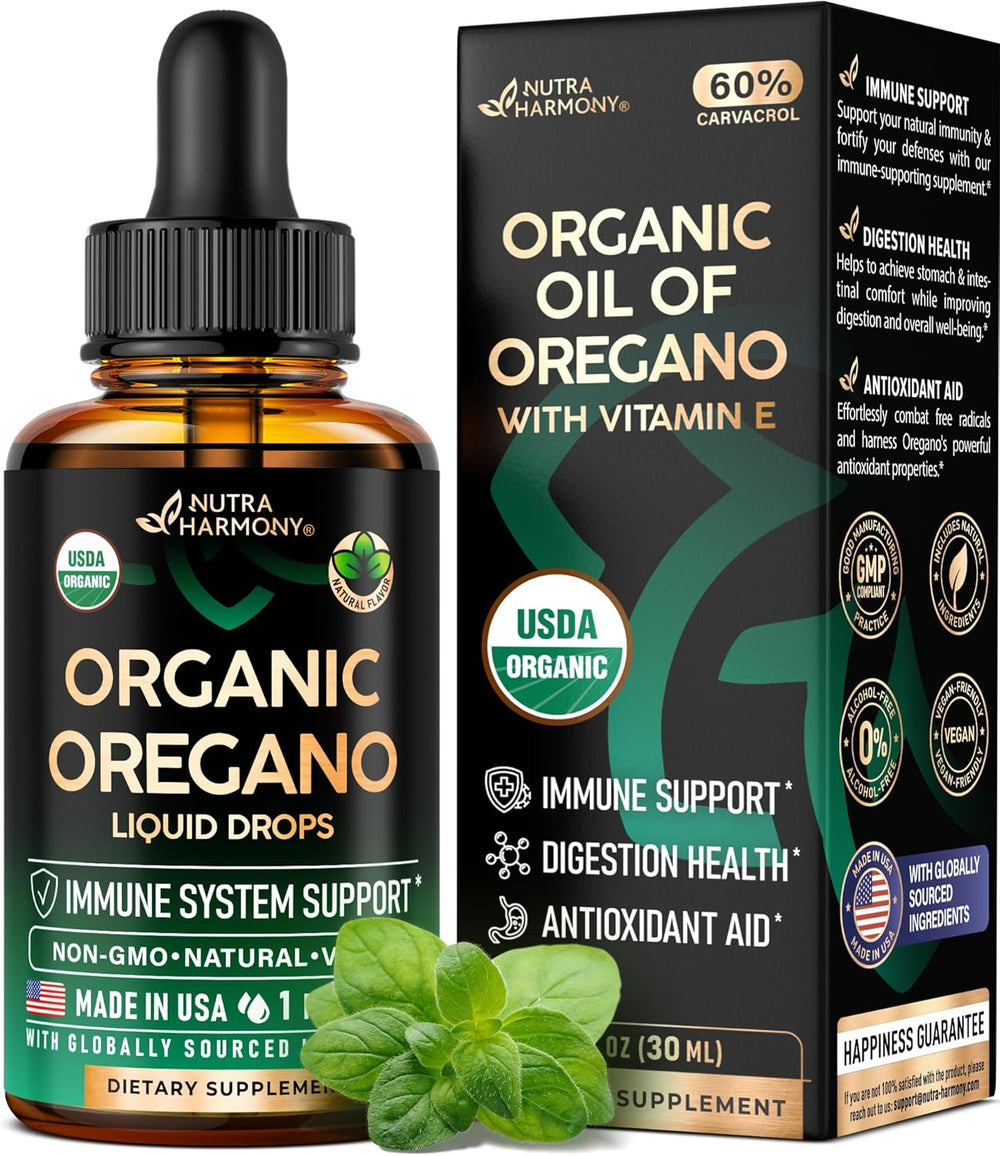 USDA Organic Oil of Oregano - Liquid Drops with Vitamin E - Made in USA - Supplement for Immune Support, Digestion Health & Antioxidant - Non-Gmo, Natural, Vegan - as Pills, Capsules, Softgels 1 Fl Oz