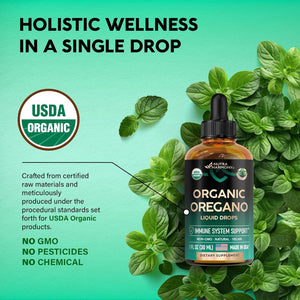 USDA Organic Oil of Oregano - Liquid Drops with Vitamin E - Made in USA - Supplement for Immune Support, Digestion Health & Antioxidant - Non-Gmo, Natural, Vegan - as Pills, Capsules, Softgels 1 Fl Oz